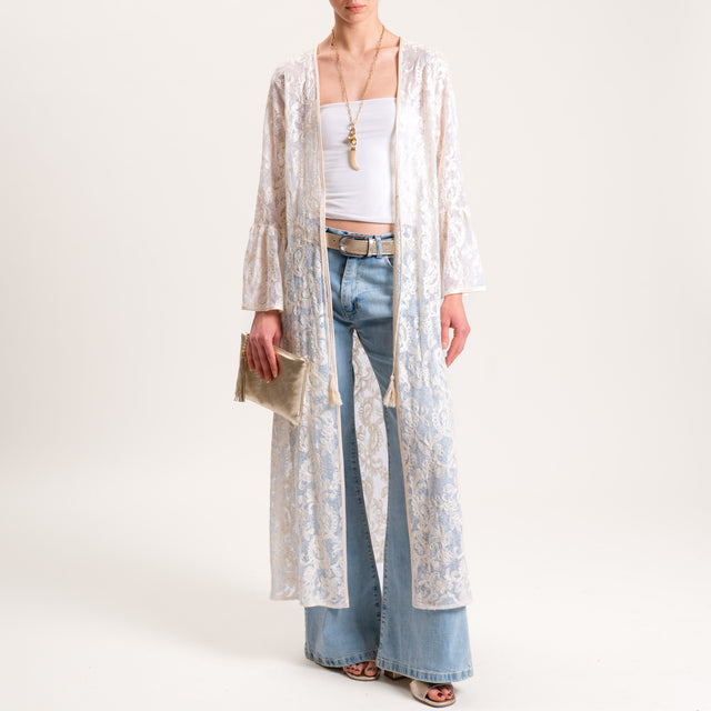 Dixie-Caban in pizzo con nappine - ecru'