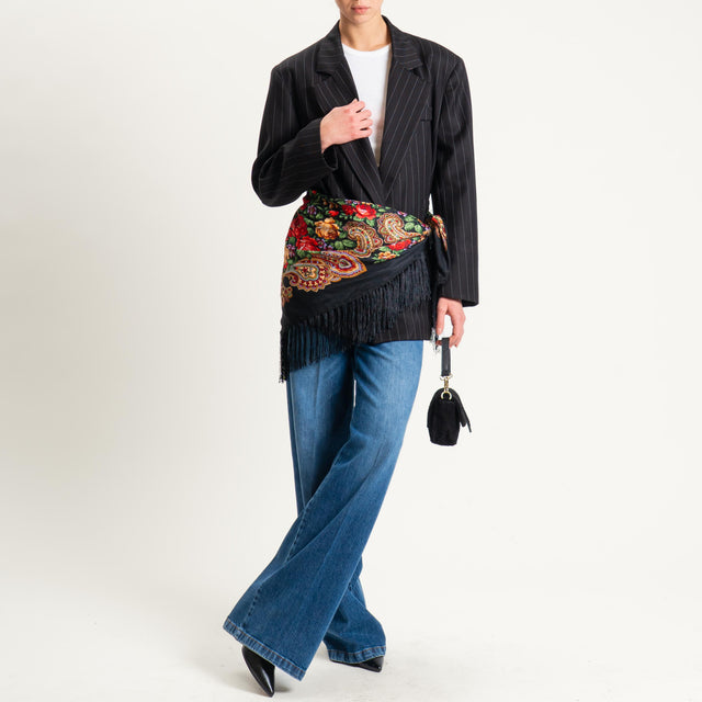 Dixie-Giacca gessata con foulard - nero