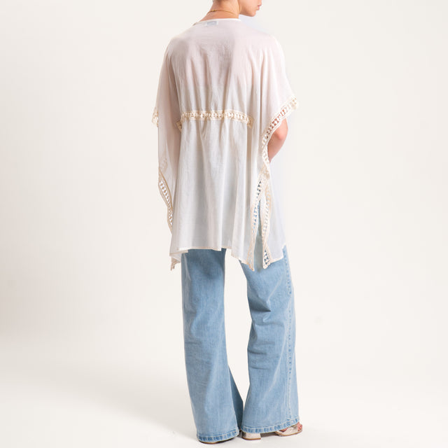 Dixie-Kimono in mussola con passamaneria - burro