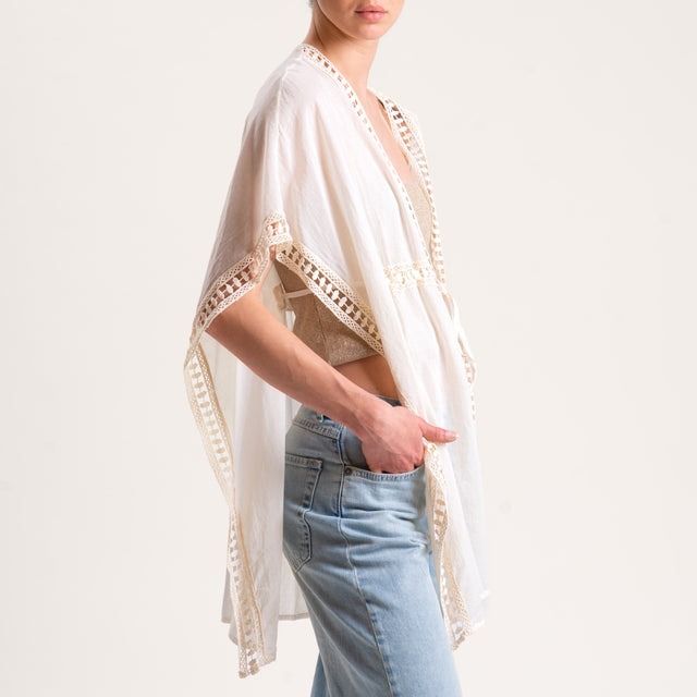 Dixie-Kimono in mussola con passamaneria - burro