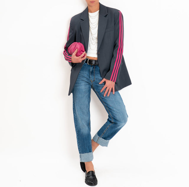 Dixie-Giacca con spalline bande laterali - grigio/fucsia