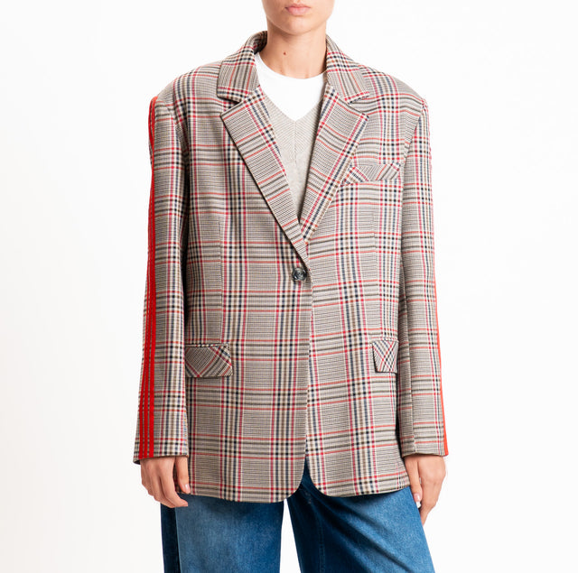 Dixie-Giacca over fantasia bande laterali - check rosso/sand/nero