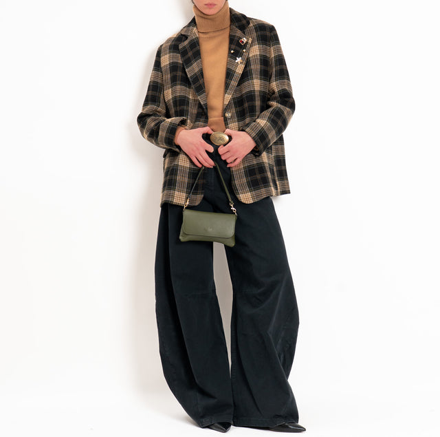 Dixie-Giacca check over misto lana con spille - nero/sand/olio