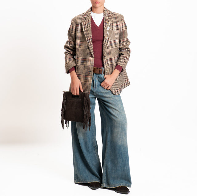 Dixie-Giacca over principe di galles con spille - beige/moro/vino