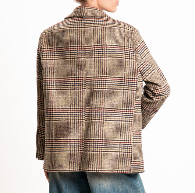 Dixie-Giacca over principe di galles con spille - beige/moro/vino