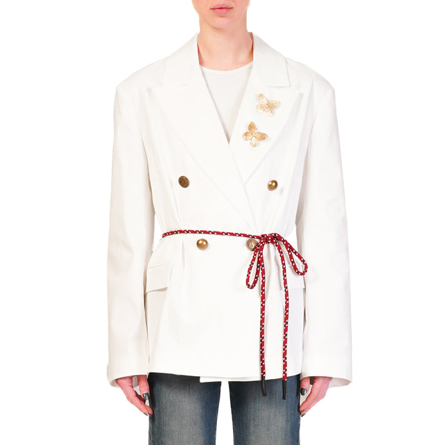 Dixie-Giacca doppiopetto con spille - bianco