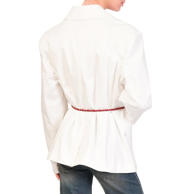 Dixie-Giacca doppiopetto con spille - bianco
