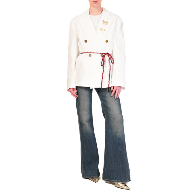 Dixie-Giacca doppiopetto con spille - bianco