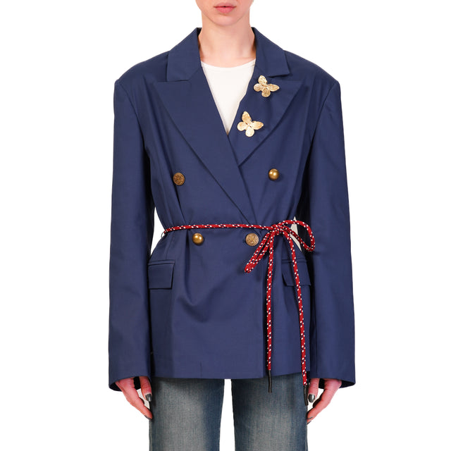 Dixie-Giacca doppiopetto con spille - blu