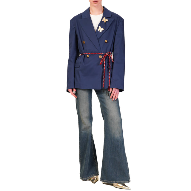 Dixie-Giacca doppiopetto con spille - blu
