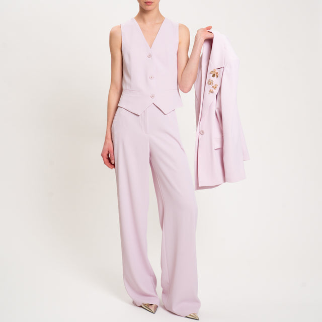 Dixie-Completo gilet e pantalone tessuto fluido - lilla