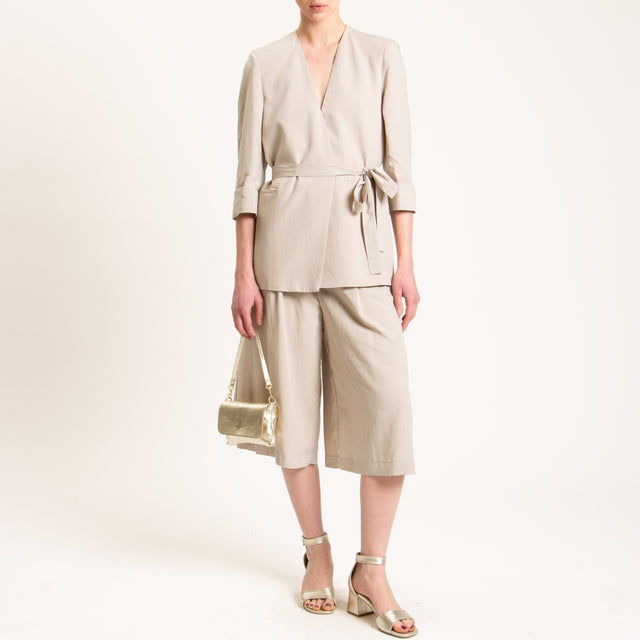 Dixie-Completo giacca e bermuda misto lino - beige