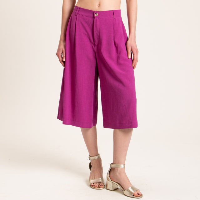 Dixie-Completo giacca e bermuda misto lino - fucsia