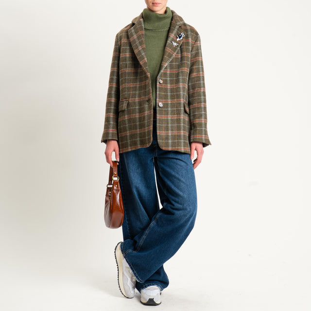 Dixie-Giacca oversize fantasia con spille - verde/moro/orange