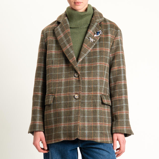 Dixie-Giacca oversize fantasia con spille - verde/moro/orange