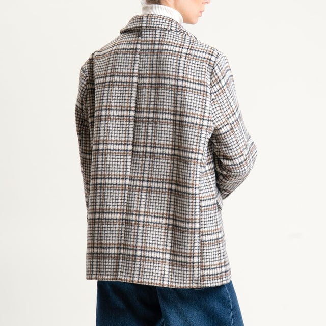 Dixie-Giacca oversize fantasia con spille - latte/moro/nero