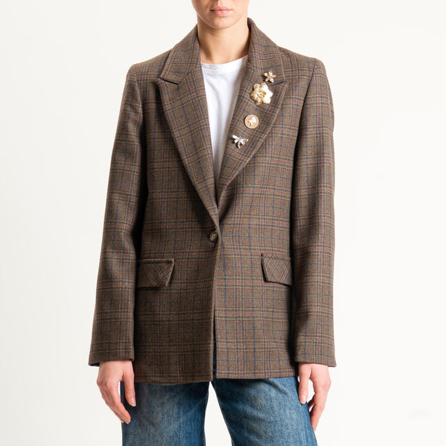 Dixie-Giacca fantasia con spille - principe di galles moro/blu/orange