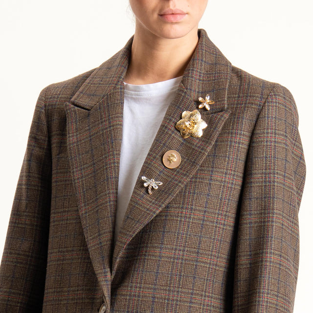 Dixie-Giacca fantasia con spille - principe di galles moro/blu/orange