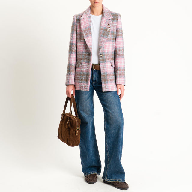 Dixie-Giacca check con spille - rosa/grigio/cuoio