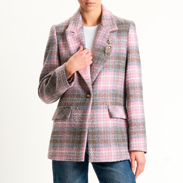 Dixie-Giacca check con spille - rosa/grigio/cuoio