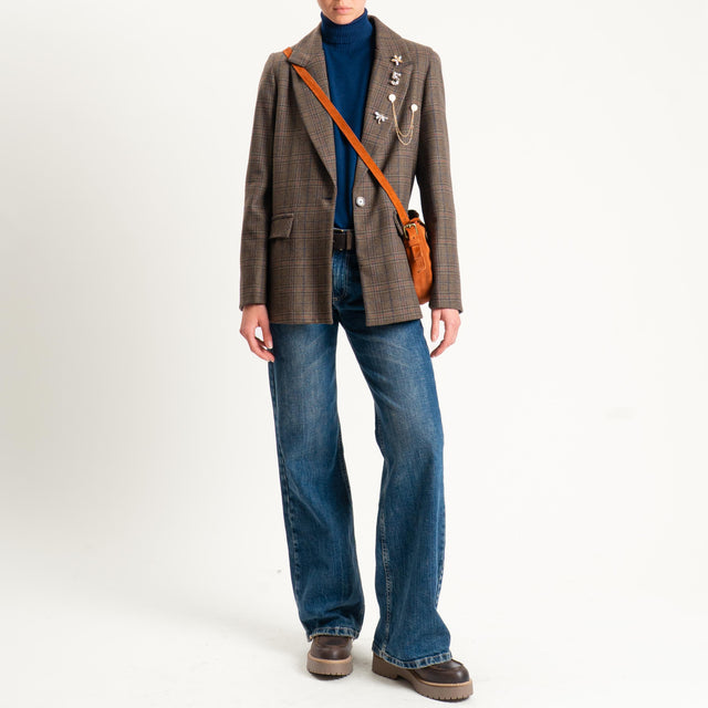 Dixie-Giacca principe di galles con spille - muschio/moro/blu