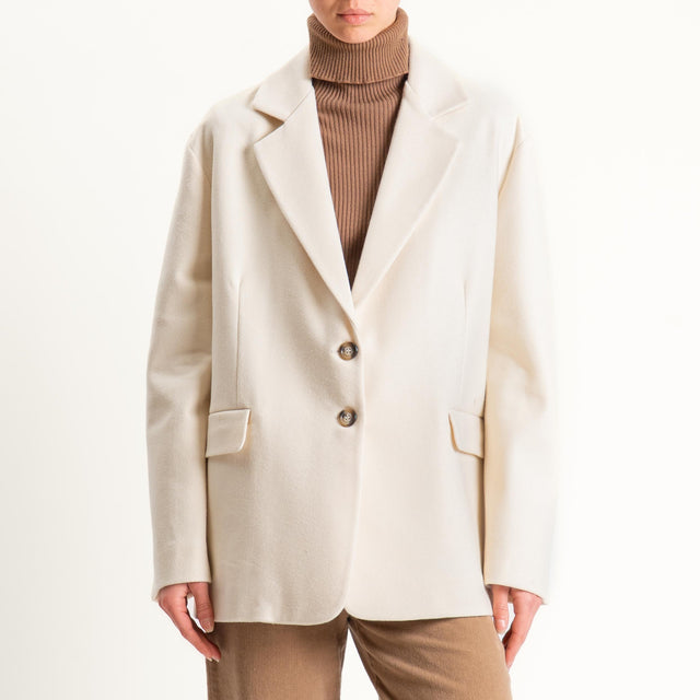 Dixie-Giacca oversize flanella - panna