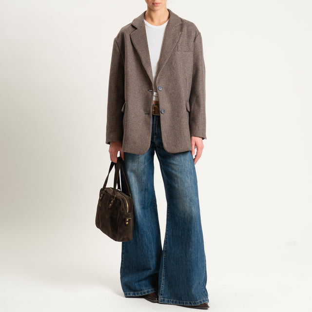 Dixie- Giacca pied de poule oversize - moro/sand