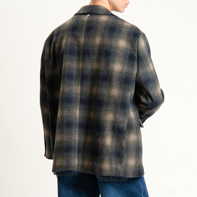 Dixie-Giacca over check in velour con spille - militare/taupe/nero