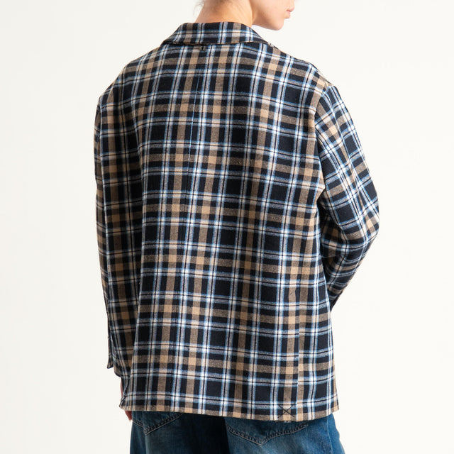 Dixie-Giacca check oversize - beige/nero/azzurro