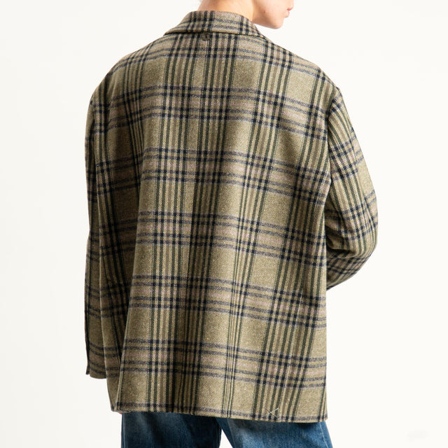 Dixie-Giacca check oversize in flanella - VERDE