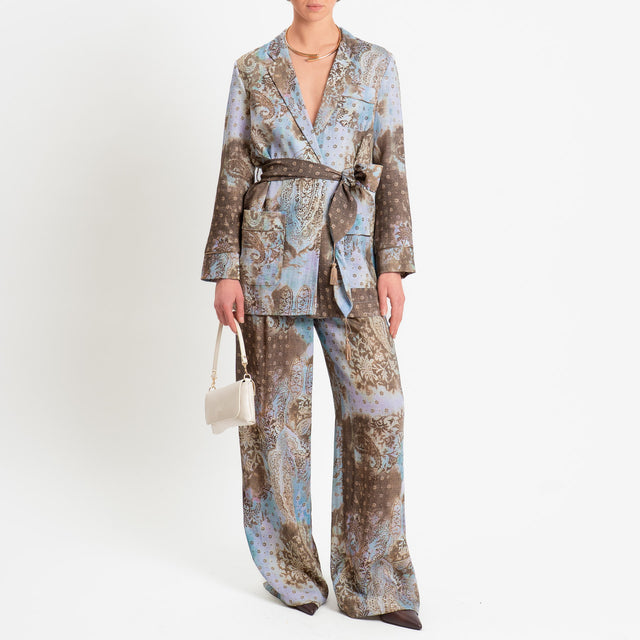 Dixie-Giacca fantasia con cintura - celeste/moro