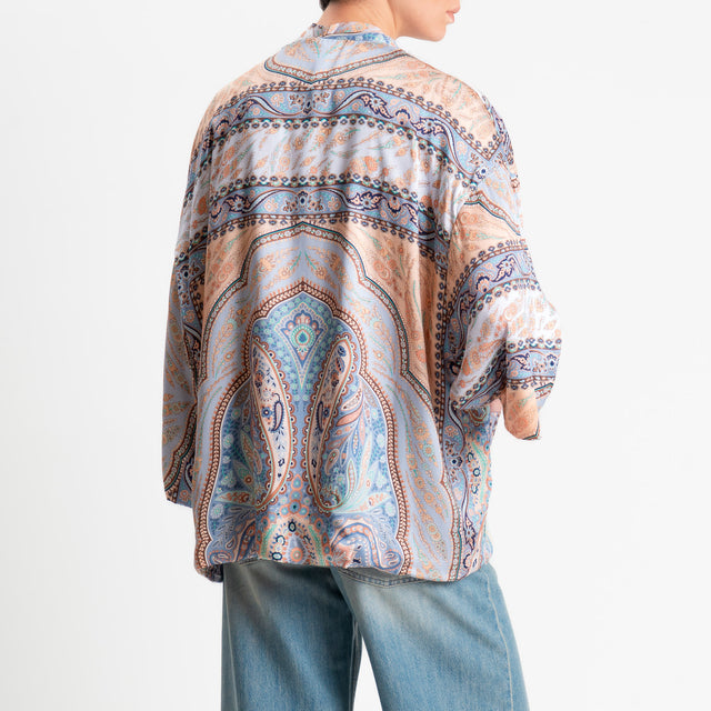 Dixie-Kimono corto fantasia cashmere - lilla/avio/peach