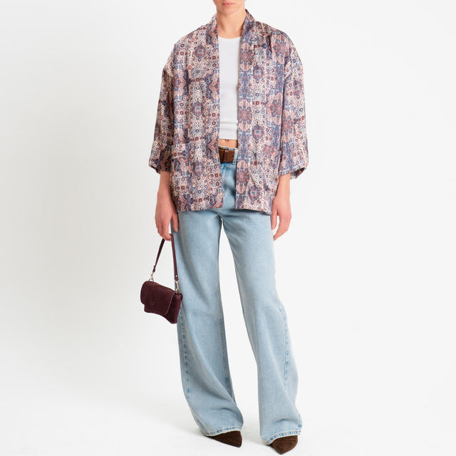 Dixie-Kimono corto fantasia optical - crema/blu/red