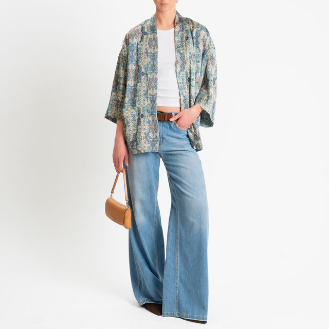Dixie-Kimono corto fantasia optical - verde/senape/acqua
