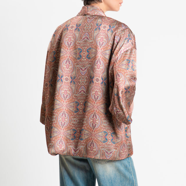 Dixie-Kimono corto fantasia cashmere con tasche - arancio/blu/red