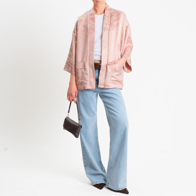 Dixie-Kimono corto fantasia damascata - rosa