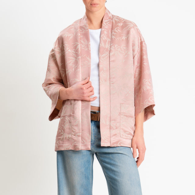 Dixie-Kimono corto fantasia damascata - rosa