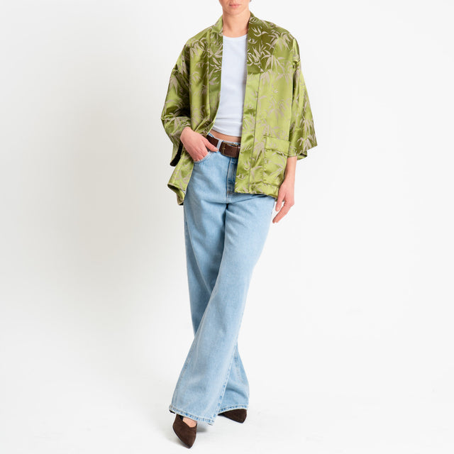 Dixie-Kimono corto fantasia damascata - verde
