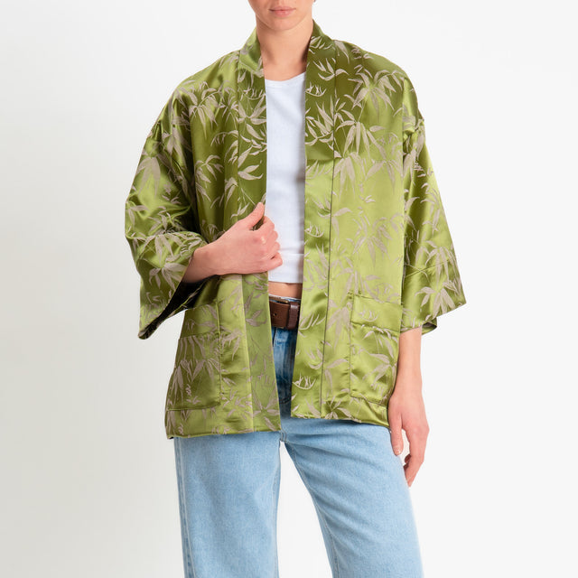 Dixie-Kimono corto fantasia damascata - verde
