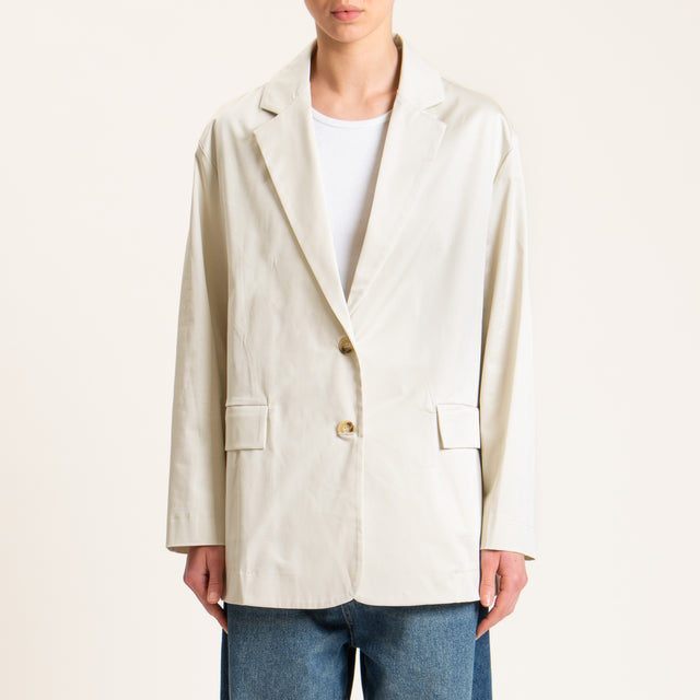 Dixie-Giacca oversize cotone elasticizzata - bianco