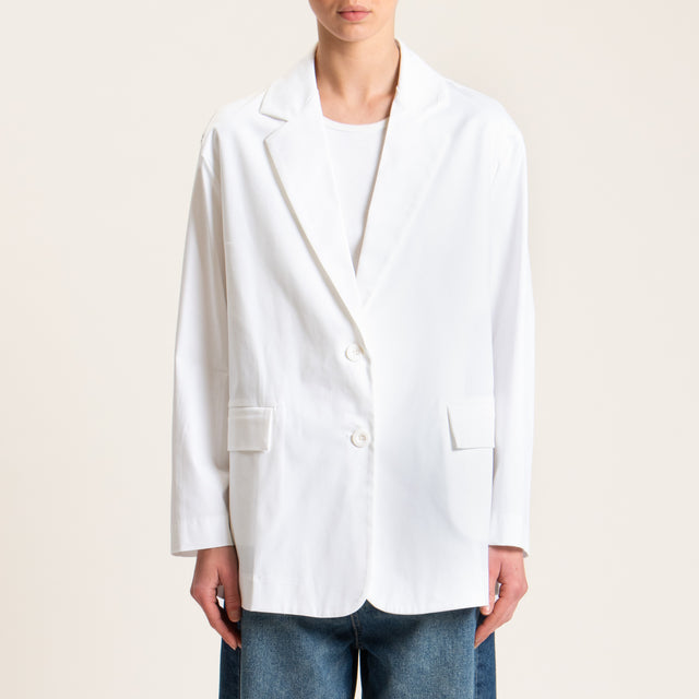 Dixie-Giacca oversize cotone elasticizzata - latte