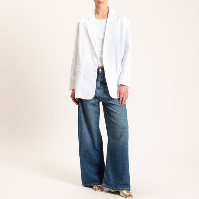 Dixie-Giacca oversize cotone elasticizzata - latte