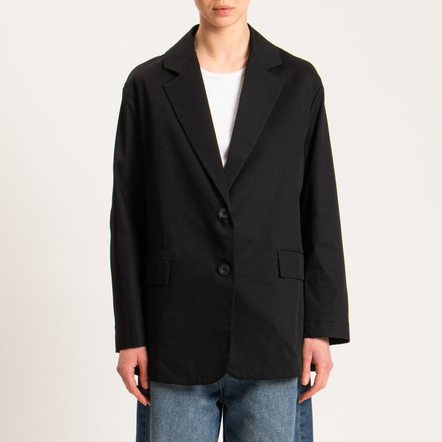 Dixie-Giacca oversize cotone light elasticizzato - nero