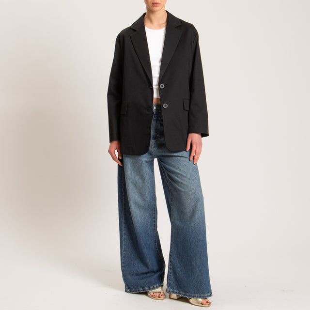 Dixie-Giacca oversize cotone light elasticizzato - nero