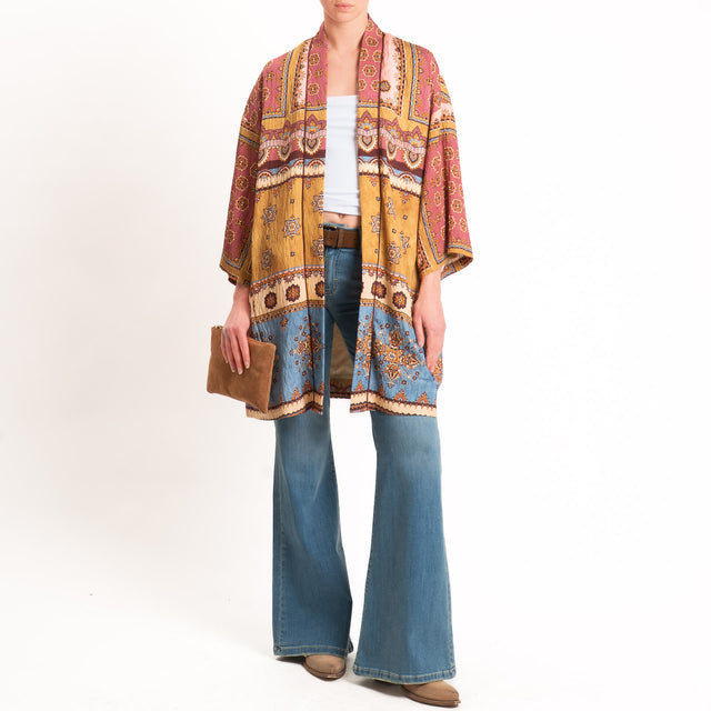 Dixie-Kimono fantasia con tasche - peach/orca/jeans