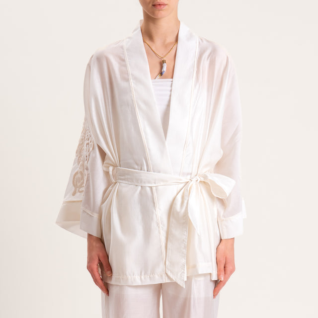 Dixie-Completo kimono e pantalone in mussola lyocell - panna
