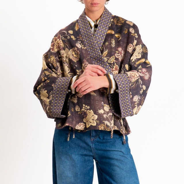 Dixie-Kimono portafoglio fantasia floreale - moro/giallo/olio