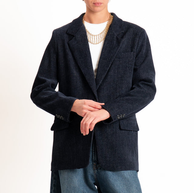 Dixie-Giacca velluto over - blu