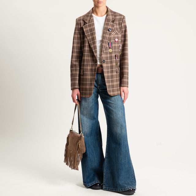 Dixie- Giacca check con spille - moro/sand/nero