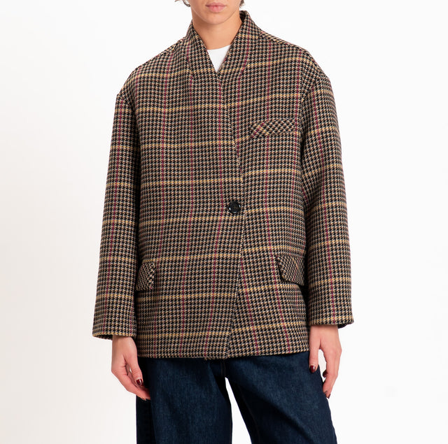 Dixie-Giacca bomber pied de poule - beige/nero/melanzana